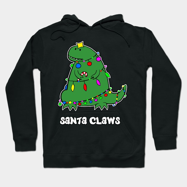 Santa Claws Shirt Funny Dino Christmas Tshirt T Rex Holiday Gift Funny Christmas Party Tee Hoodie by NickDezArts